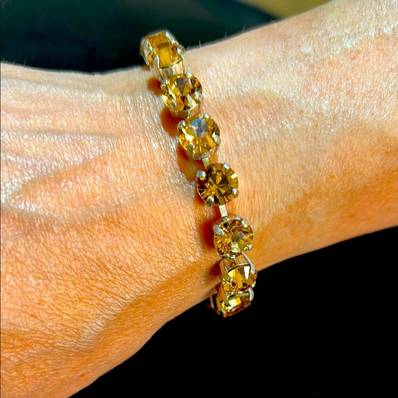 Sabika Swarovski Elegant Crystal Gold-Toned Bracelet - Picture 1 of 4
